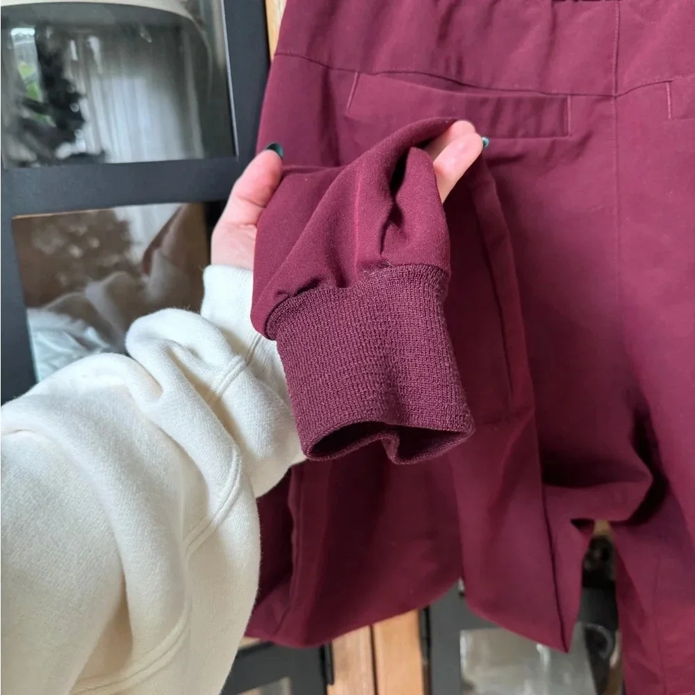 FIGS Scrubs Tansen Joggers Pants Burgundy pockets ribbed ankle elastic wine red